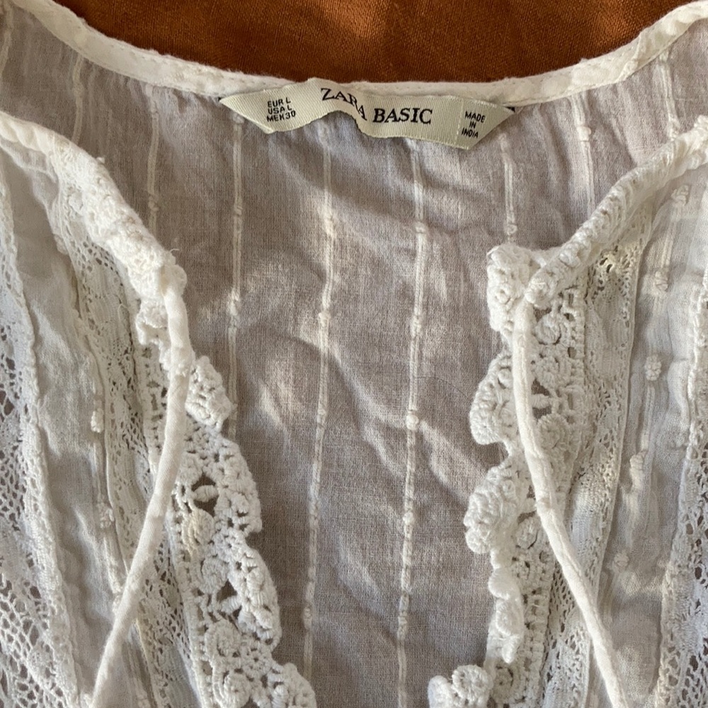 Zara flutter sleeve peplum Indian cotton blouse - Picture 6 of 10